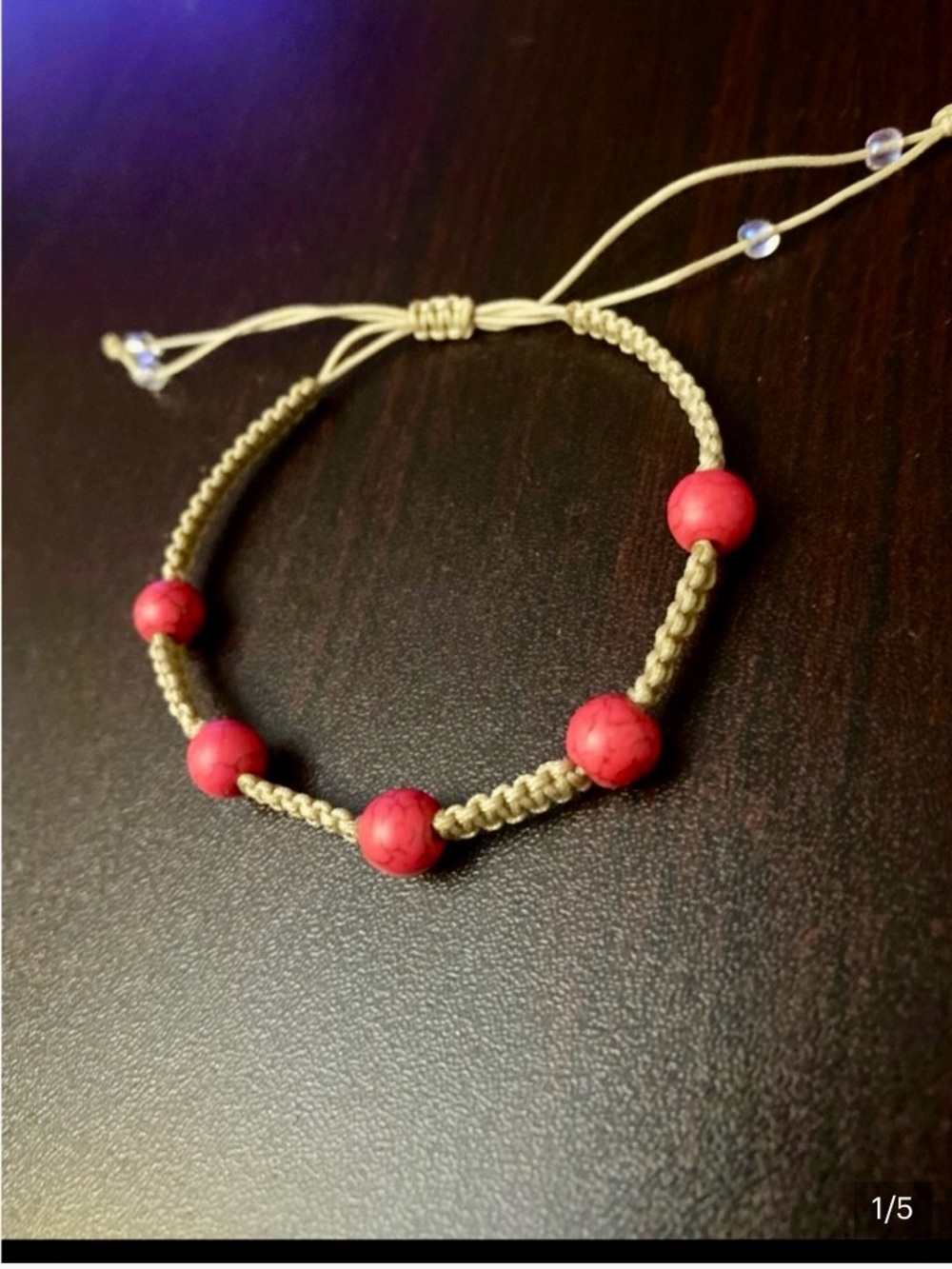 Red Bead Macrame Bracelet - Women Jewelry